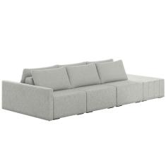 Sofá Ilha Modular Com Puff Para Sala Living 312cm Georgia K04 Linho Cinza - Mpozenato