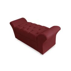 Recamier Calçadeira Baú Veneza King 195 cm Suede Vermelho Bordo LM DECOR