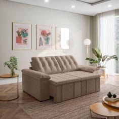 Sofá Cama Palmeira 3 Lugares Retrátil Reclinável 2,00m Veludo com Molas CabeCasa MadeiraMadeira Castor