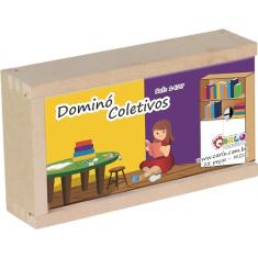 Carlu Brinquedos - Coletivos Dominó 28 Peças, 3+ Anos, Multicor, 1427
