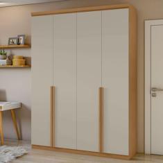 Guarda-roupa 4 Portas 2 Gavetas 100% Mdf Alonzo Amêndoa Clean/off White