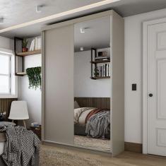 guarda-roupa solteiro com 1 espelho geneve 2 pt 2 gv bege