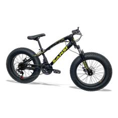 Bicicleta Fat Aro 20 Infantil Pneus 4.0 Freios A Disco Sansi Preto
