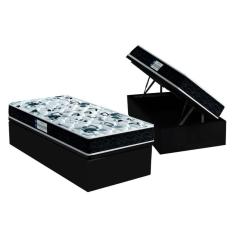 Cama Box Baú Solteiro: Colchão Anatômico Probel D28 / EP ProDormir Advanced Tech1000 + Base CRC Suede Black(88x188)