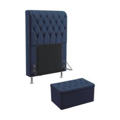 Kit Cabeceira Estofada Bellatrix 90 Para Cama de Solteiro e Calçadeira