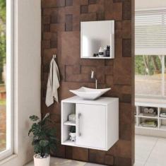 Conjunto para Banheiro Gabinete com Cuba Folha L34 e Espelheira Soft 5