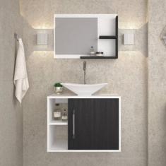 Conjunto para Banheiro Gabinete com Cuba Folha L38 e Espelheira Laura 