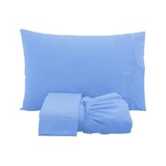 Jogo de cama lençol solteiro 3 peças algodão percal 180 fios com acaba