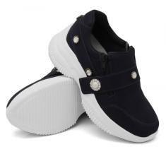 Tênis Sneaker Chunky Dk shoes com Ziper Detalhe em Pedras e Sola Borra