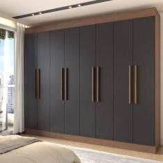 Guarda-Roupa Casal Diplomata 8 Portas 4 Gavetas 100% Mdf Castanho/Preto - Panorama Móveis
