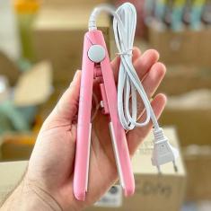 Mini Chapinha Prancha Portátil 17Cm Bivolt Profissional Rosa