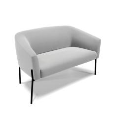 Sofá Namoradeira 2 Lugares Pé De Ferro Preto Stella Suede D03 - D'rossi Cor Cinza