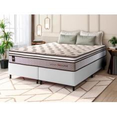 Conjunto Cama Box c/ Molas Ensacadas Liverpool Bege King 193x203x73 - 