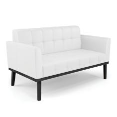 Sofá Namoradeira 2 Lugares Base de Madeira Preto Elisa Corino Branco D03 - D'Rossi