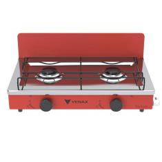 Fogao a Gas Portatil 2 Bocas Venax Flamalar Vetro Vermelho