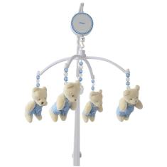 Móbile Musical Azul Para Berço 4 Ursinhos