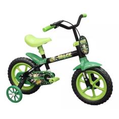 Bicicleta Infantil Aro 12 Track Bikes Arco Íris Com Rodinhas Verde Preto