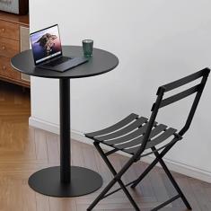 Mesa redonda de bistrô, mesa de pub, mesa de coquetel, mesas de bar para sala de estar, café, pátio, cozinha doméstica ou escritório, mesa de canto para jantar, trabalho, estudo - preta