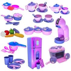 Super Kit Cozinha Infantil Eletro Legumes Café Geladeira 49P - Altimar