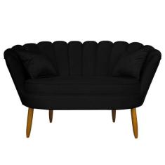 Namoradeira Pétala 2 Lugares Decorativa Veludo Preto - Montanaris Deco
