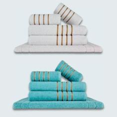 Jogo De Toalhas 10 Ps Coleo Montreal 100% Algodo Branco+verde - Toalha