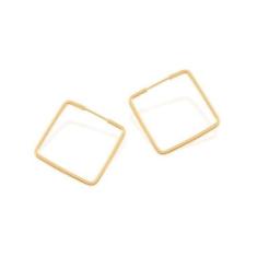 Brinco Rommanel Banhado A Ouro Pequena Argola Fina Lisa Quadrada 52219