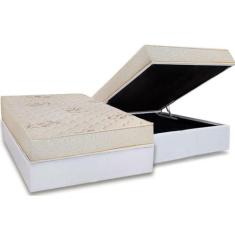 Conjunto Box Baú Casal: Colchão Espuma Luckspuma D45 Gran Luck Floral 