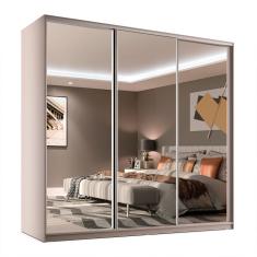 Guarda-Roupa Casal com 3 Espelhos Belluno 3 Portas 3 Gavetas Bege