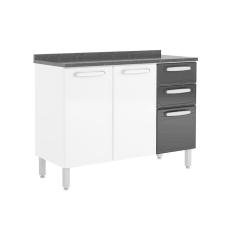 Gabinete De Cozinha Modulado Balcão Evidence 7124 3 Portas E 2 Gavetas C/tampo Branco/preto