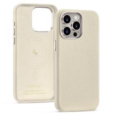 Belemay Capa de couro para iPhone 15 Pro - MagSafe e compatível com carregamento sem fio - couro granulado premium - botões de metal e moldura da câmera - Capa de telefone luxuosa de ajuste fino (6,1