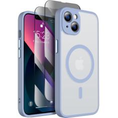 SEXYMOM Capa magnética para iPhone 13 com protetores de tela de privacidade X2 - Proteção de câmera atualizada - Compatível com Magsafe, teste de queda de 6,4 m, capa de telefone fosca translúcida de