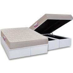 Cama Box Baú King: Colchão Espuma Herval D45 Top + Base CRC Courano White(193x203)