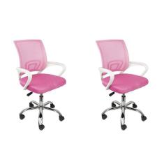 Kit 2 Cadeiras para Escritório Diretor Tela Mesh Tok 3310 Rosa