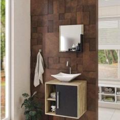 Conjunto para Banheiro Gabinete com Cuba Folha L34 e Espelheira Soft 5