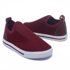 Tênis Infantil Calce Facil Leve Confortável Facheta Marsala - Beanna C