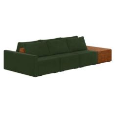 Sofá Ilha 3 Lugares Living 342cm Modulado Lary Veludo K01 Cor Verde - 