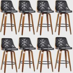 Kit com 8 Banquetas para Cozinha Milão Preto