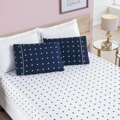 Jogo Cama Lençol Meggy Poá Queen Bolinhas Micropercal 200 Fios 3 Peças