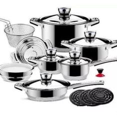 Jogo De Panelas Alemão Aço Cirúrgico 23 Peças - Top De Linha