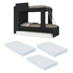 Treliche com Colchão Incluso 1 Porta Havana Multimóveis Preto/branco