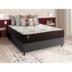 Conjunto Cama Box c/ Molas Ensacadas Allura Marrom Casal 138x188x58