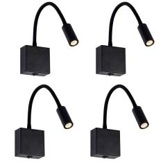 Arandela Led Articulada Para Leitura Preta 3W 3000K 4un