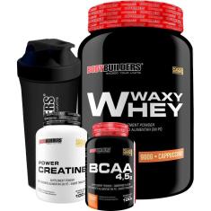 KIT - Whey Protein Waxy Whey 900g + Power Creatina 100g + BCAA 100g + Coqueteleira - BodyBuilders-Unissex