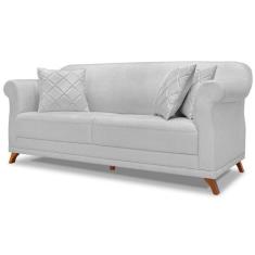 Sofa 2 Lugares Retro Polo 160cm Com Almofada Linho Grigio Ezz Grigio -