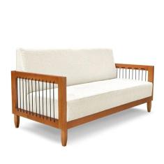 Sofá 2 Lugares Base de Madeira Mariana 160 cm Linho Natural S04 - D'Ro