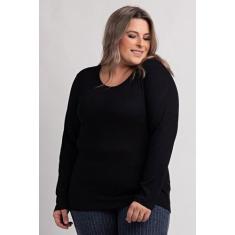 Blusa Feminina Plus Size Manga Longa Ribana Canelada 2x1 - KiBeleza - 