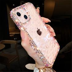 Capa de telefone macia transparente com glitter brilhante e diamante para iPhone 14 13 12 Pro Max 11 XS XR 7 8 Plus SE 3 Capa de silicone transparente, rosa, para iphone 7 Plus