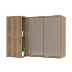 Armário Aéreo Canto Reto 95 cm 2 Portas de abrir 1 Prateleira Mel Luciane Móveis