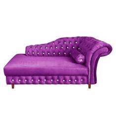 Divã Chesterfield Juliette 160cm Pés Chanfrado Veludo Roxo
