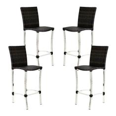 4 Banquetas Alta Cannes Em Alumínio Para Cozinha Bar Edícula Pedra Ferro